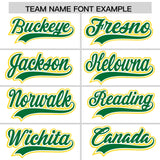 Custom White Gold and Kelly Green Split Fashion Raglan Sleeves Authentic Baseball Hoodie Jersey