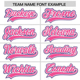 Custom White Purple and Pink Split Fashion Raglan Sleeves Authentic Baseball Hoodie Jersey