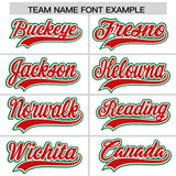 Custom White Kelly Green and Red Split Fashion Raglan Sleeves Authentic Baseball Hoodie Jersey