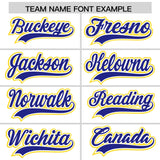 Custom White Royal and Gold Split Fashion Raglan Sleeves Authentic Baseball Hoodie Jersey