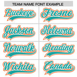 Custom White Orange and Aqua Split Fashion Raglan Sleeves Authentic Baseball Hoodie Jersey