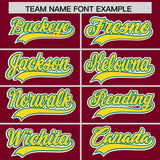 Custom Crimson Aqua and Gold Split Fashion Raglan Sleeves Authentic Baseball Hoodie Jersey