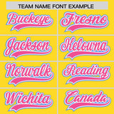 Custom Gold Powder Blue and Pink Split Fashion Raglan Sleeves Authentic Baseball Hoodie Jersey