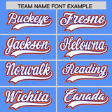 Custom Powder Blue Orange and Purple Split Fashion Raglan Sleeves Authentic Baseball Hoodie Jersey