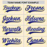 Custom Cream Royal and Gold Split Fashion Raglan Sleeves Authentic Baseball Hoodie Jersey