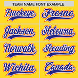 Custom Gold Royal and Orange Split Fashion Raglan Sleeves Authentic Baseball Hoodie Jersey