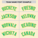 Custom Cream Bright Green and Gold Split Fashion Raglan Sleeves Authentic Baseball Hoodie Jersey