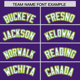 Custom Purple Kelly Green and Gold Split Fashion Raglan Sleeves Authentic Baseball Hoodie Jersey