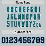 Custom Silver Navy and Aqua Split Fashion Raglan Sleeves Authentic Baseball Hoodie Jersey