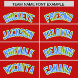 Custom Red Powder Blue and Neon Green Split Fashion Raglan Sleeves Authentic Baseball Hoodie Jersey