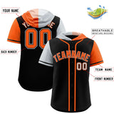 Custom Black Silver and Orange Split Fashion Raglan Sleeves Authentic Baseball Hoodie Jersey