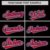 Custom Black Royal and Red Split Fashion Raglan Sleeves Authentic Baseball Hoodie Jersey