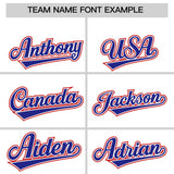 Custom White Royal and Red Split Fashion Raglan Sleeves Authentic Baseball Hoodie Jersey