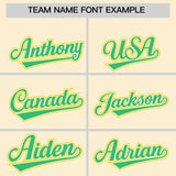 Custom Cream Bright Green and Gold Split Fashion Raglan Sleeves Authentic Baseball Hoodie Jersey