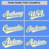 Custom Powder Blue White and Gold Split Fashion Raglan Sleeves Authentic Baseball Hoodie Jersey