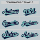 Custom Silver Navy and Aqua Split Fashion Raglan Sleeves Authentic Baseball Hoodie Jersey