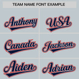 Custom Silver Red and Navy Split Fashion Raglan Sleeves Authentic Baseball Hoodie Jersey