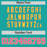 Custom Aqua Gold and Pink Split Fashion Raglan Sleeves Authentic Baseball Hoodie Jersey