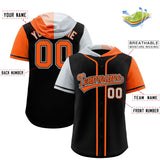 Custom Black Silver and Orange Split Fashion Raglan Sleeves Authentic Baseball Hoodie Jersey