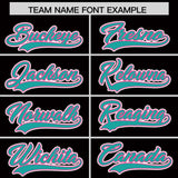 Custom Black Aqua and Pink Split Fashion Raglan Sleeves Authentic Baseball Hoodie Jersey