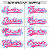 Custom White Pink and Powder Blue Split Fashion Raglan Sleeves Authentic Baseball Hoodie Jersey