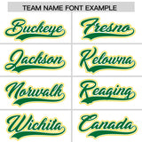 Custom White Gold and Kelly Green Split Fashion Raglan Sleeves Authentic Baseball Hoodie Jersey