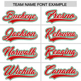 Custom White Kelly Green and Red Split Fashion Raglan Sleeves Authentic Baseball Hoodie Jersey