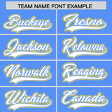 Custom Powder Blue White and Gold Split Fashion Raglan Sleeves Authentic Baseball Hoodie Jersey