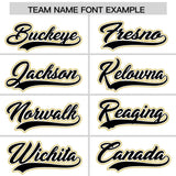 Custom White Black and Old Gold Split Fashion Raglan Sleeves Authentic Baseball Hoodie Jersey