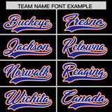 Custom Black Royal and Orange Split Fashion Raglan Sleeves Authentic Baseball Hoodie Jersey