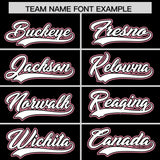 Custom Black Light Pink and White Split Fashion Raglan Sleeves Authentic Baseball Hoodie Jersey