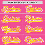 Custom Pink Gold and Neon Green Split Fashion Raglan Sleeves Authentic Baseball Hoodie Jersey