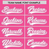 Custom Pink White and Silver Split Fashion Raglan Sleeves Authentic Baseball Hoodie Jersey