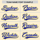 Custom Cream Royal and Gold Split Fashion Raglan Sleeves Authentic Baseball Hoodie Jersey