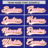 Custom Royal Gold and Pink Split Fashion Raglan Sleeves Authentic Baseball Hoodie Jersey