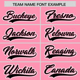 Custom Light Pink White and Black Split Fashion Raglan Sleeves Authentic Baseball Hoodie Jersey