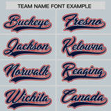 Custom Silver Red and Navy Split Fashion Raglan Sleeves Authentic Baseball Hoodie Jersey