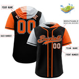 Custom Black Silver and Orange Split Fashion Raglan Sleeves Authentic Baseball Hoodie Jersey