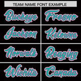 Custom Black Aqua and Pink Split Fashion Raglan Sleeves Authentic Baseball Hoodie Jersey