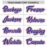 Custom White Royal and Red Split Fashion Raglan Sleeves Authentic Baseball Hoodie Jersey