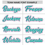 Custom White Aqua and Pink Split Fashion Raglan Sleeves Authentic Baseball Hoodie Jersey