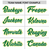 Custom White Gold and Kelly Green Split Fashion Raglan Sleeves Authentic Baseball Hoodie Jersey