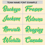 Custom Cream Bright Green and Gold Split Fashion Raglan Sleeves Authentic Baseball Hoodie Jersey