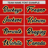 Custom Red Black and Gold Split Fashion Raglan Sleeves Authentic Baseball Hoodie Jersey