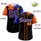 Custom Black Royal and Orange Split Fashion Raglan Sleeves Authentic Baseball Hoodie Jersey