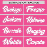 Custom Pink White and Silver Split Fashion Raglan Sleeves Authentic Baseball Hoodie Jersey