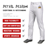 Custom White Purple Pinstripe Fit Stretch Practice Pull  Up Baseball Pants