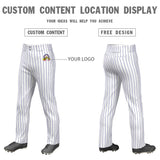 Custom White Royal Pinstripe Fit Stretch Practice Pull  Up Baseball Pants