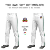 Custom White Navy Pinstripe Fit Stretch Practice Pull  Up Baseball Pants