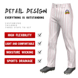 Custom White Black Pinstripe Fit Stretch Practice Pull  Up Baseball Pants